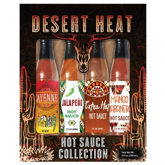 Desert Heat Hot Sauce 4 Bottle Sampler Variety Pack Gift Set