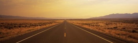 Desert Highway Nevada USA Canvas Art - Panoramic Images (36 x 12)
