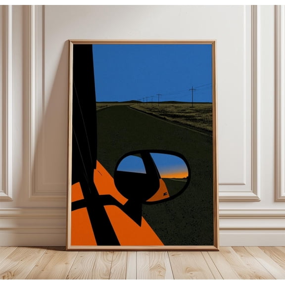 Desert Highway Poster Retro Road Trip Wall Art Car Print 1