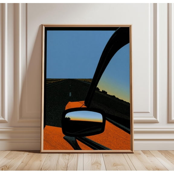 Desert Highway Poster Retro Road Trip Wall Art Car Print