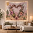 thumbnail image 1 of Desert Horseshoe Heart with Flowers and Cacti, Romantic Illustration for Nature Lovers, Western Wall Art Decor, Housewarming Gift Tapestry Wall Hanging for Living Room and Bedroom, 1 of 7