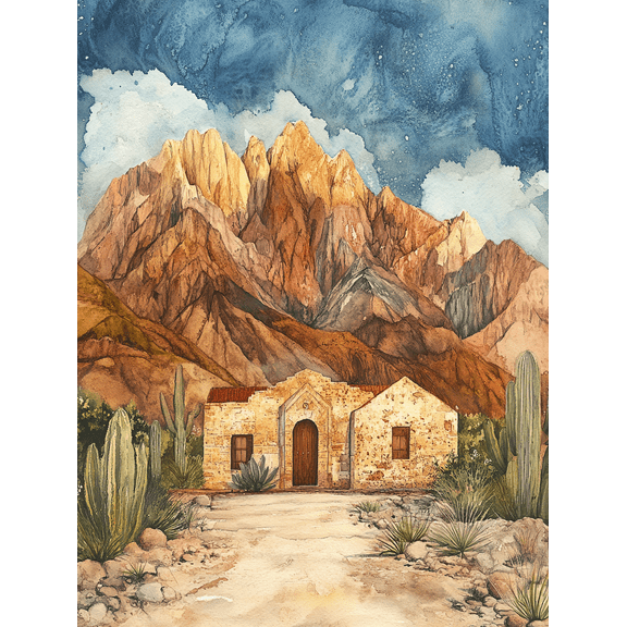 Desert House Mountain Landscape Canvas Print/Wall Art Perfect for Living Room Bedroom Office Dining Room and Hallway Decoration.