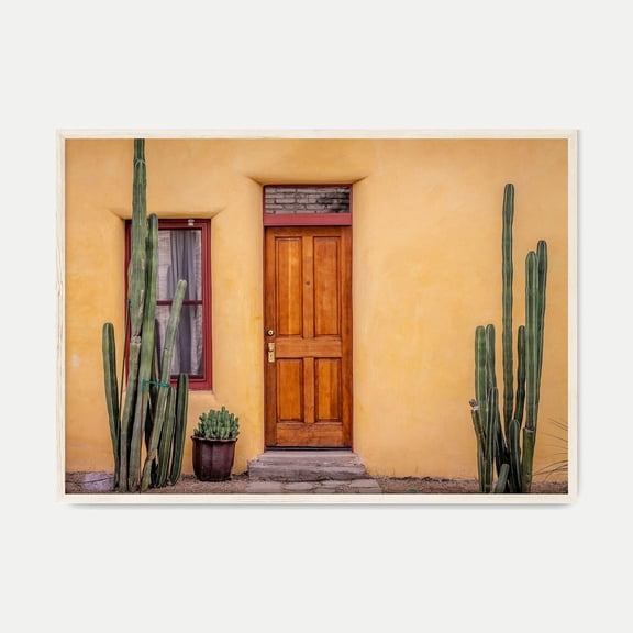 Desert House Southwestern Cactus Yellow Facade Building Graphic Poster Unframed Paper Print