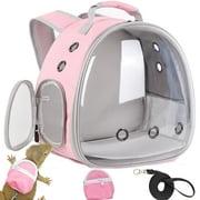 Desert Iguana Backpack Carrier,Bearded Dragon Portable Backpack Carrier with Small Backpack Harness Leash Set,Space Capsule Clear Bubble Window Travel Backpack for Lizard Travel,Guinea Pig,Rabbit