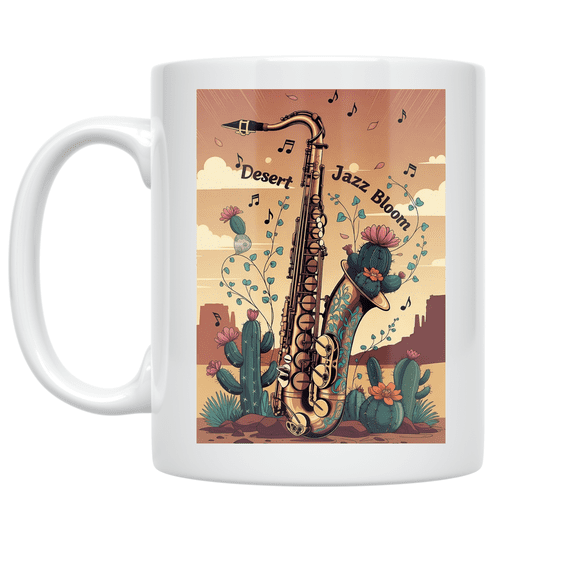 Desert Jazz Bloom Art - Music Lover - 11 oz Ceramic Coffee Mug