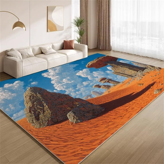 Desert Landscape Area Rugs, Southwest Rock Nature Pattern Carpet ...