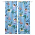 thumbnail image 1 of Desert Landscape Blackout Curtains for Bedroom Living Room Darkening Curtains 90 Inch Cute Camels Palm Trees Houses Leaves Blue Black Out Window Curtain Privacy Window Treatment Drapes 52"x90"x2, 1 of 9