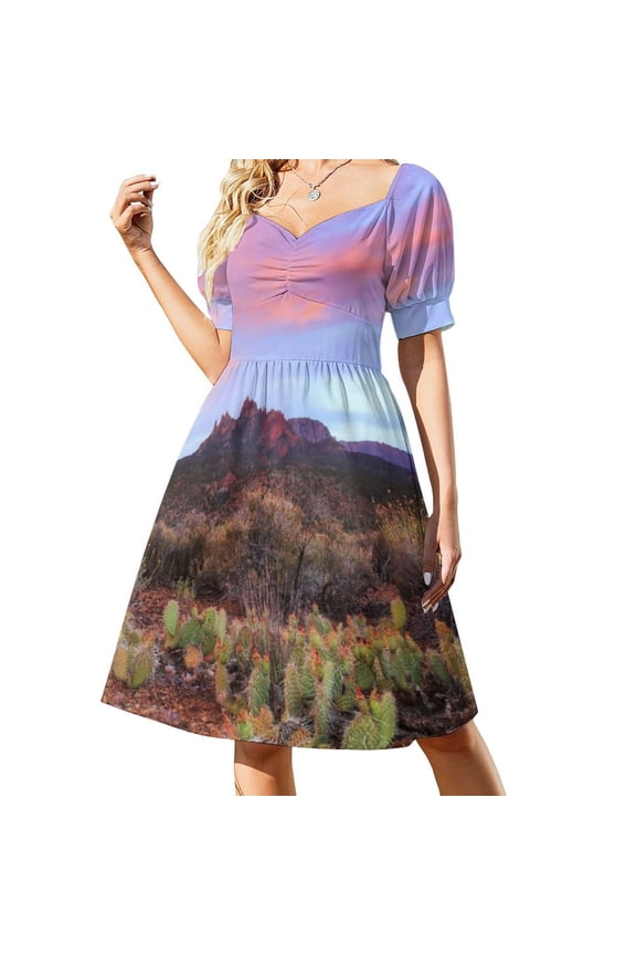 Desert Landscape Dress Dark Clouds and Cactus Cute Dresses Spring Stylish Casual Dress Printed Clothing 4XL 5XL