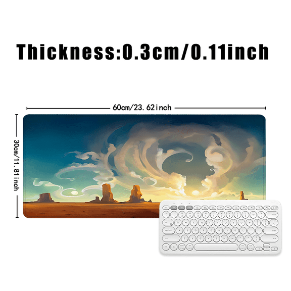 Desert Landscape Mouse Pad 31.5 x 11.82 Inches Rubber Art Design for Office Desk and Gaming