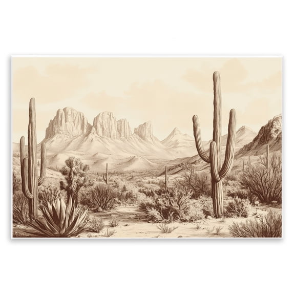 Stupell Industries Desert Landscape Vintage Cacti Wall Plaque Art, design by Petal Prints Design