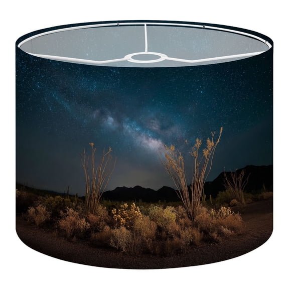 Desert Linen Drum Lampshades Arizona Desert Ocotillo Milky Way Star Landscape Scenery 13"x13"x10" Light Shade for Table Lamps Floor Lamps Drum Lamp Shades Lampshade Replacement Assembly Required
