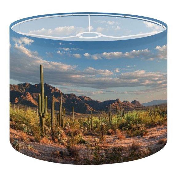 Desert Linen Drum Lampshades Saguaros cactus forest Sonoran Desert 13"x13"x10" Light Shade for Table Lamps Floor Lamps Drum Lamp Shades Lampshade Replacement Assembly Required