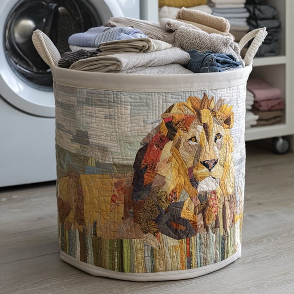 Desert Lion King Quilted Laundry Basket