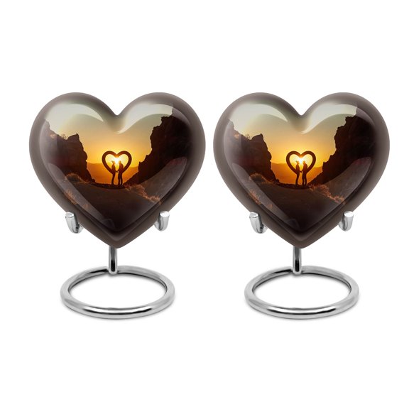 Desert Love Mini Urns For Human Ashes - Unique Heart Urns For Mom - Burial Urns For Adult Human Ashes - Ash Urns For Humans - Memorial Urn (Size-3inch,2pcs)