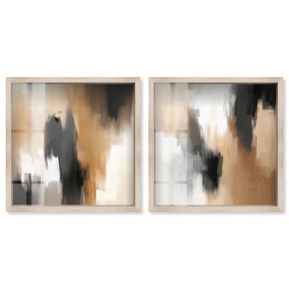 Desert Luxe Botanicals Set Shadowbox Boho Wall Decor by Art Remedy, Blonde Frame, 12 x 12