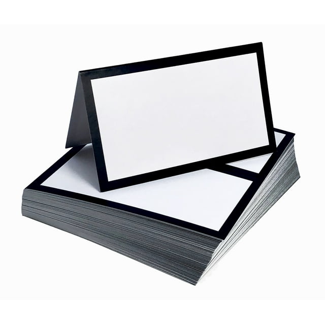 Desert Mercantile Tented Place Cards - 50 pack - Black Folded Place Cards are ideal as Wedding Place Cards, Buffet Food Label, Banquet tables, Cocktail Parties, and Name Cards.