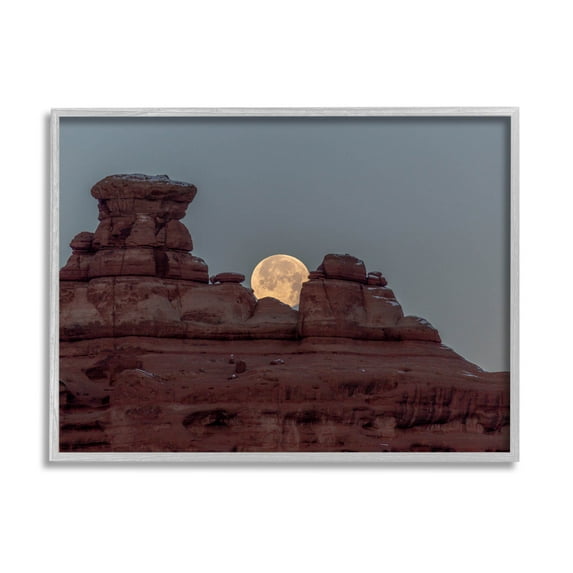 Desert Mesa Moonlit Night Landscape Landscape Photograph Gray Framed Art Print Wall Art