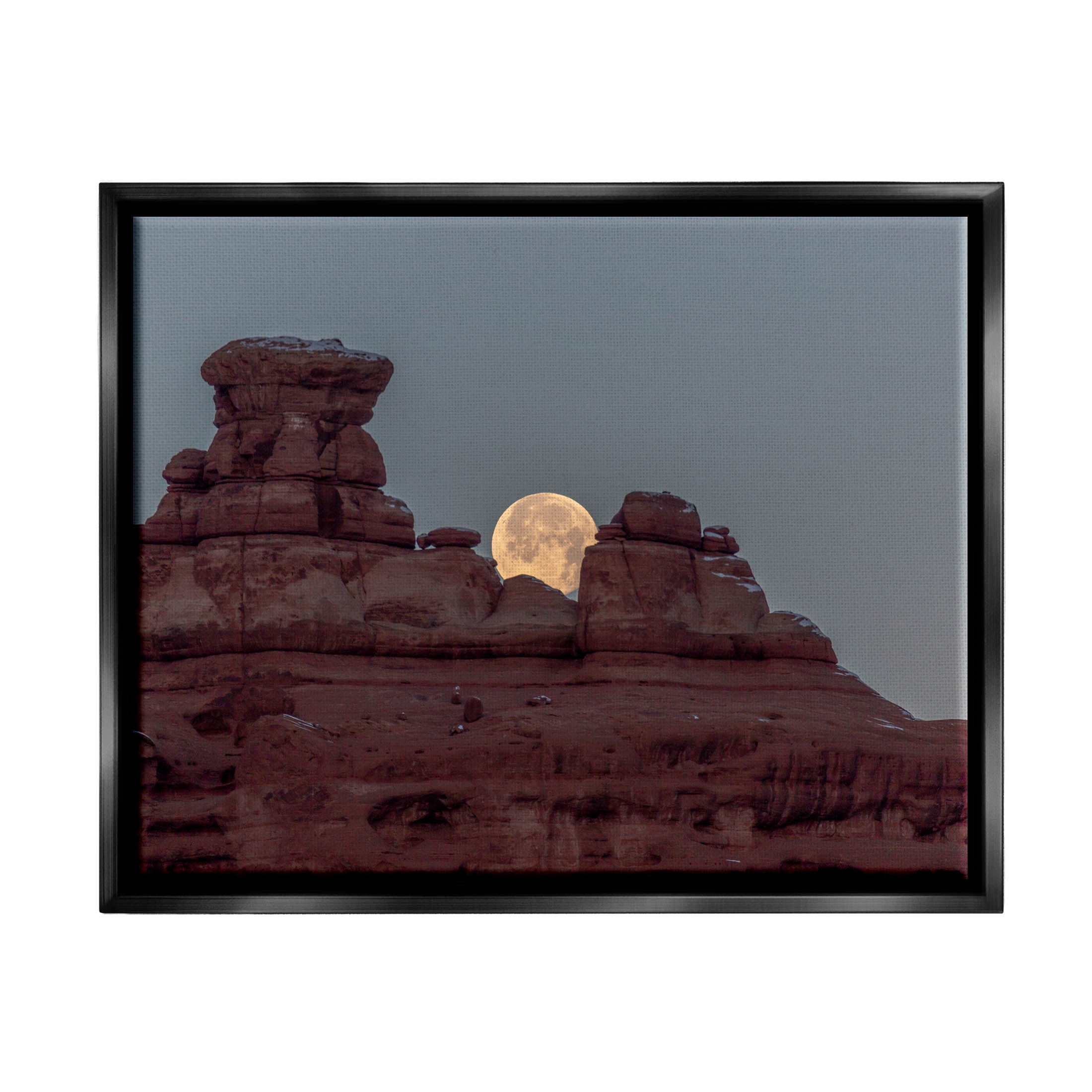 Desert Mesa Moonlit Night Landscape Landscape Photograph Jet Black Framed Art Print Wall Art