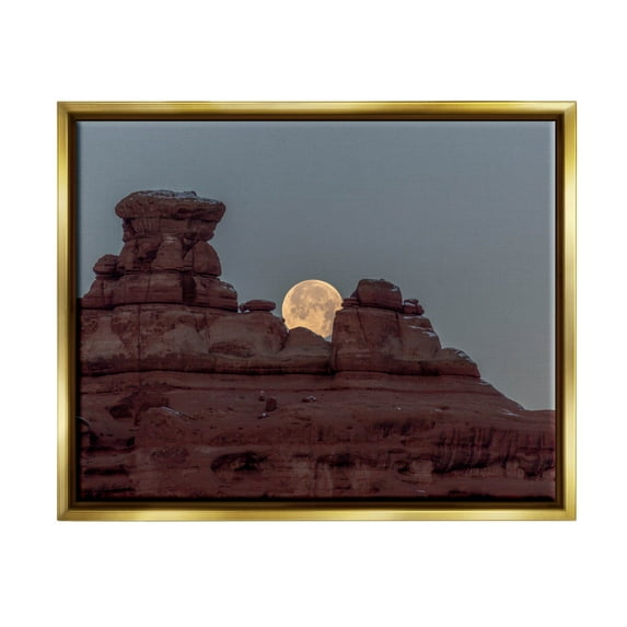 Desert Mesa Moonlit Night Landscape Landscape Photograph Metallic Gold Framed Art Print Wall Art