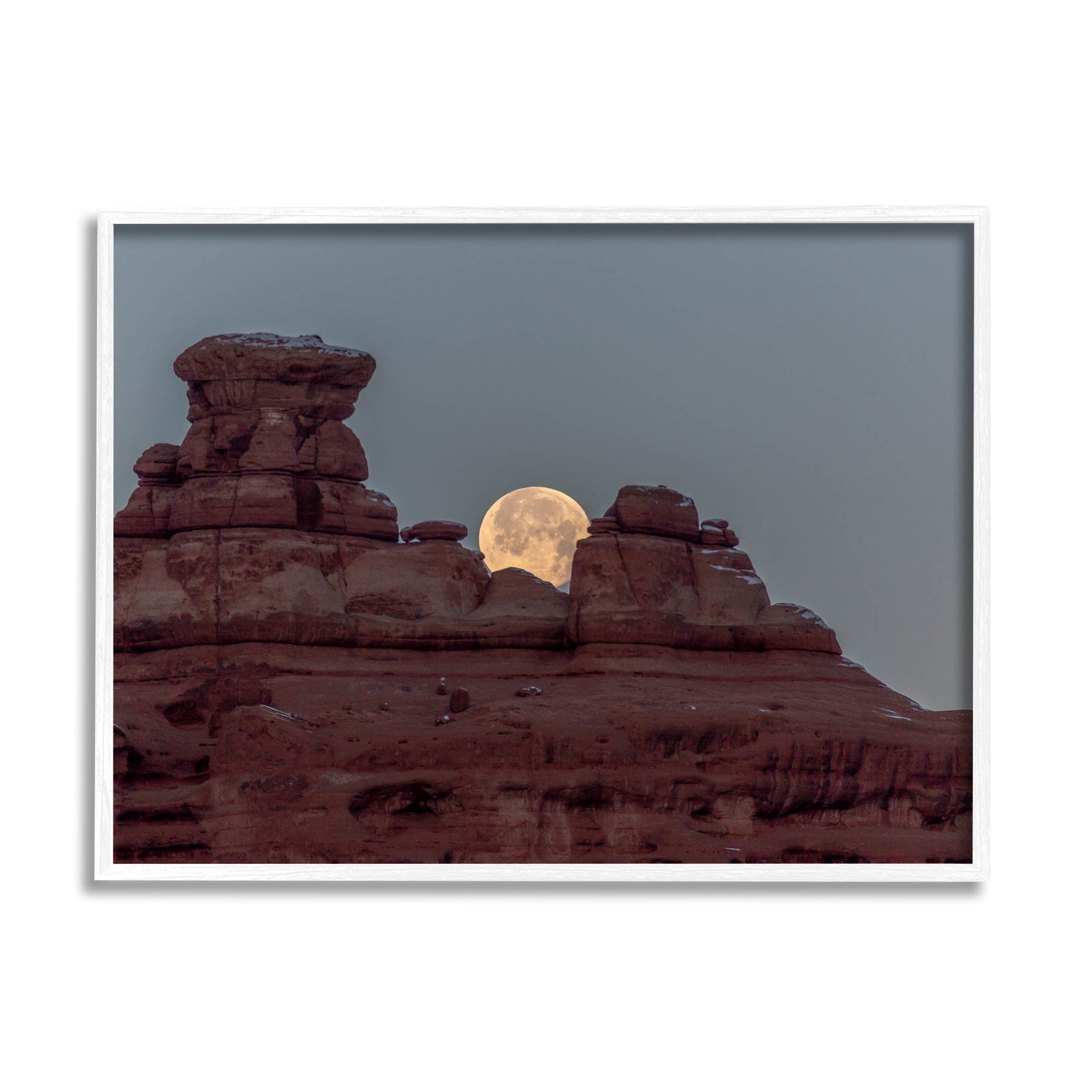 Desert Mesa Moonlit Night Landscape Landscape Photograph White Framed Art Print Wall Art