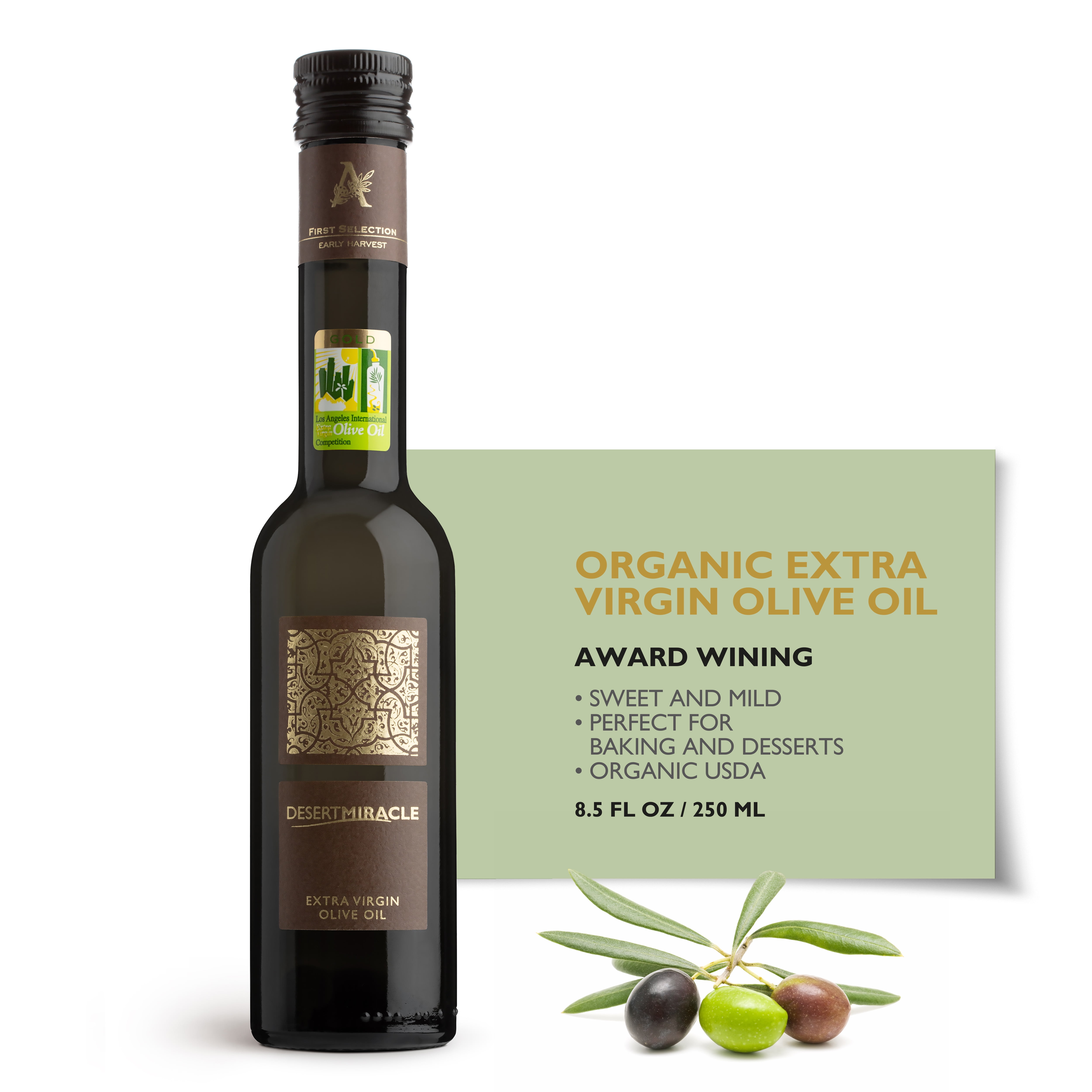 EUROPA BASKET Desert Miracle Cold Pressed Polyphenol Rich Moroccan Olive Oil | Organic Extra Virgin Olive Oil with High Polyphenols | First Cold Pressed EVOO From Morocco | 250 milliliter