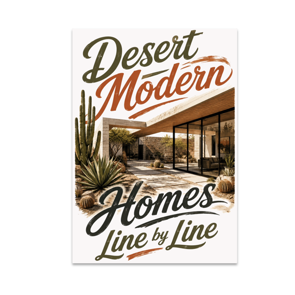 Desert Modern Homes Line by Line Wall Art - Desert Home Enthusiast - 13x19 Poster Print