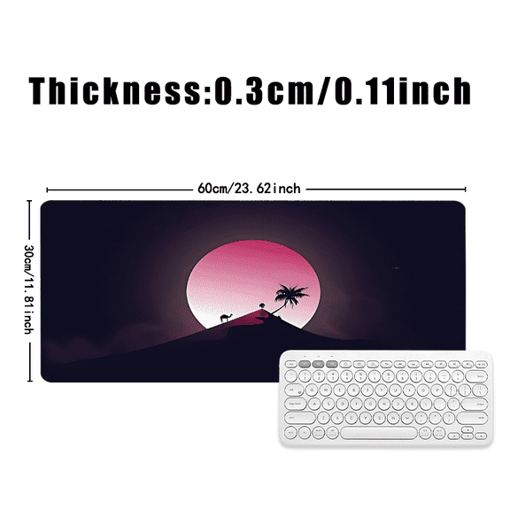 Desert Moon Mouse Pad 31.5 x 11.82 Inches Rubber Artistic Design for Office Desk and Gaming