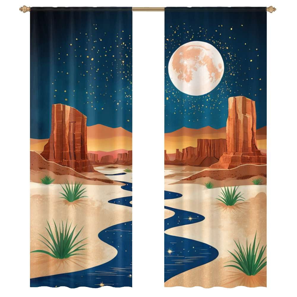 Desert Sunset Geometry Quilted Curtains NCU0NXD1149