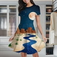 thumbnail image 1 of Desert Moon Night Women's Classic Swing Skater Dress Casual Work Party Cocktail Dresses, 1 of 6