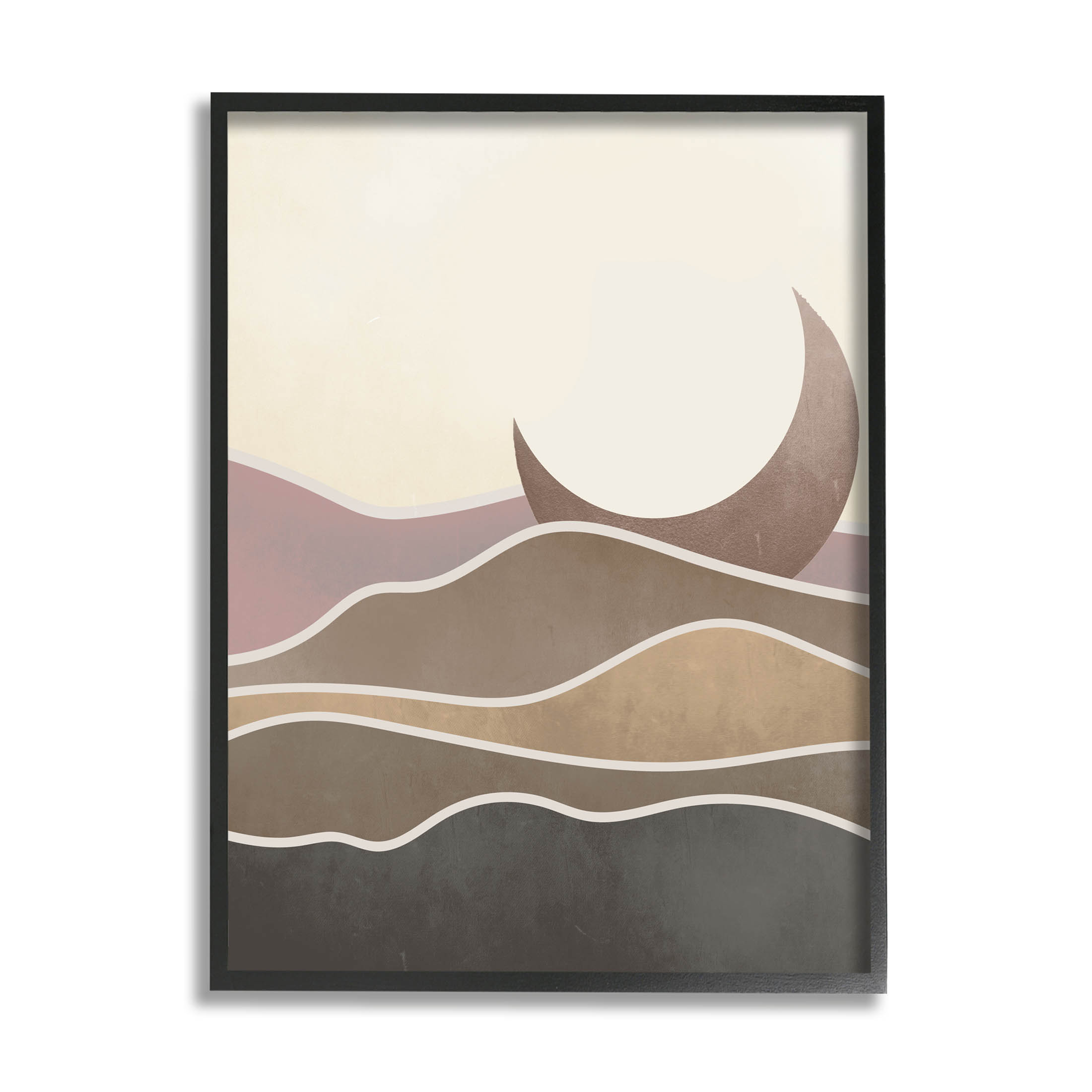 Desert Moon Sand Dunes Scenery Landscape Graphic Art Black Framed Art Print Wall Art