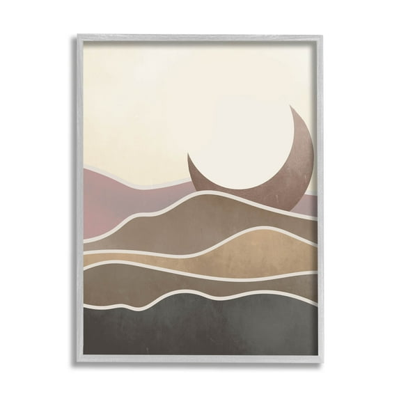 Desert Moon Sand Dunes Scenery Landscape Graphic Art Gray Framed Art Print Wall Art