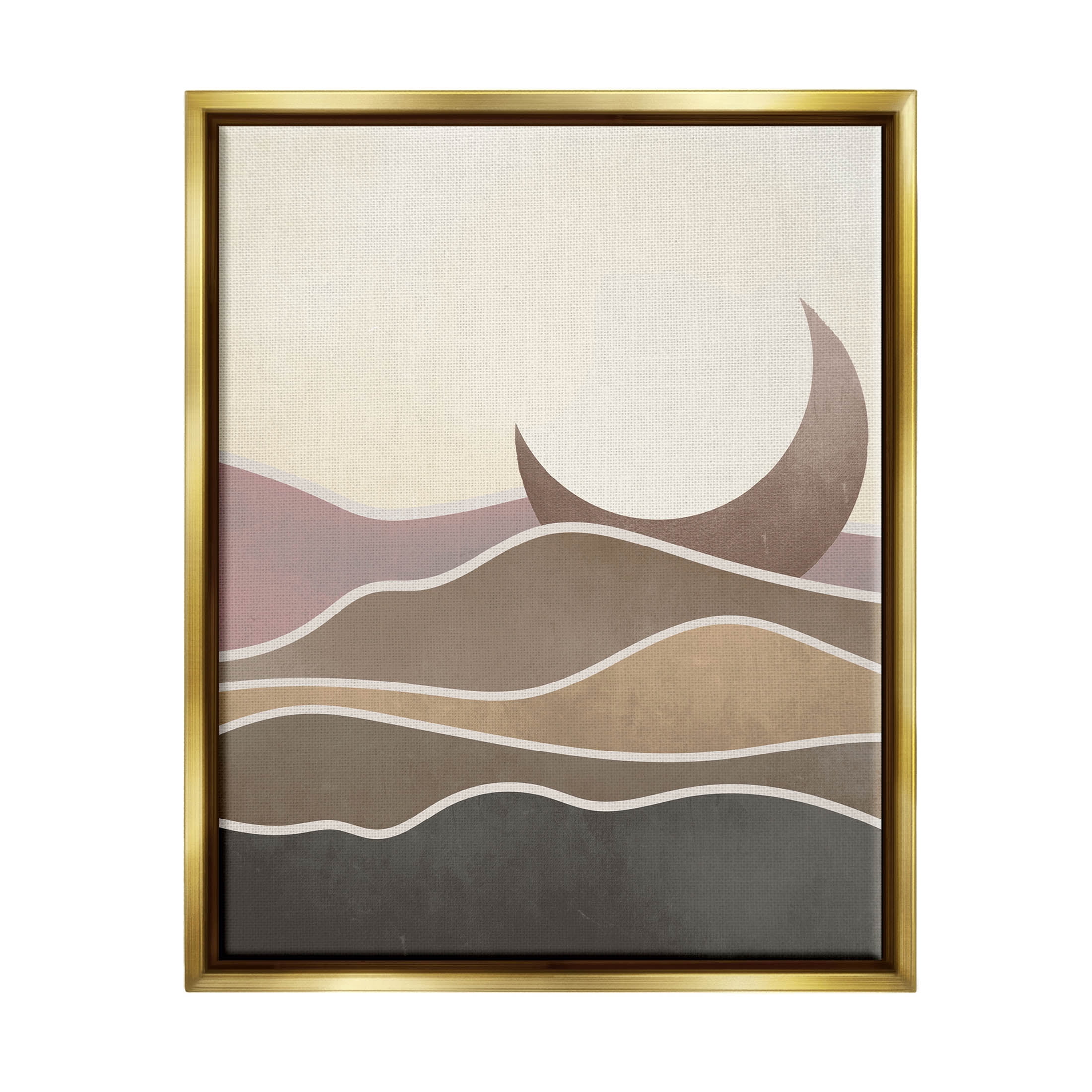 Desert Moon Sand Dunes Scenery Landscape Graphic Art Metallic Gold Framed Art Print Wall Art