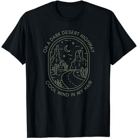 Desert Night Highway Road Succulent Cute Nature Minimalist T-Shirt