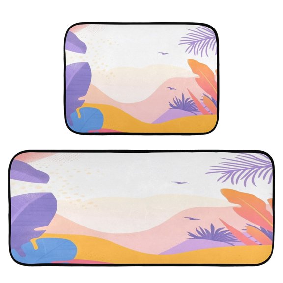 Desert Oasis 2-Piece Kitchen Carpet Mat Set, Non-Slip Memory Foam, Soft for Kitchen and Living Room Use