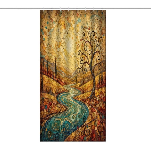 Desert Oasis Sunset Print Shower Curtain,Cloth Fabric Waterproof Polyester Bathroom Home Decor Set with Hooks