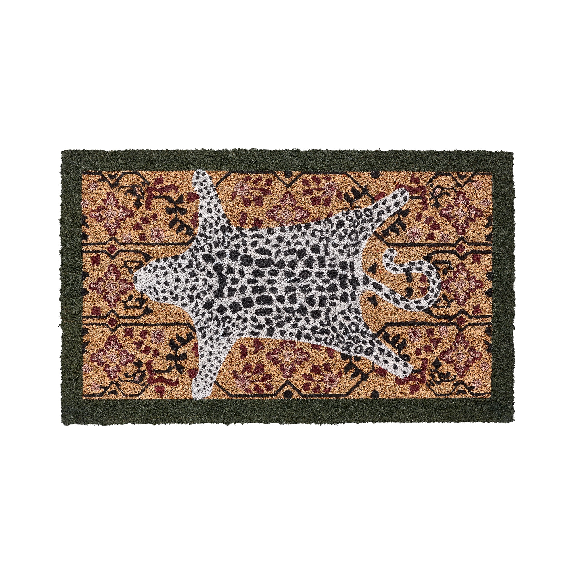 Brown Desert Panther Tribal Spots Outdoor Coir Doormat, 18" x 30"