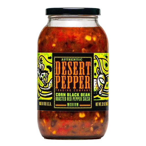 Desert Pepper Corn Black Bean Roasted Red Pepper Salsa, Medium (32 Ounce)