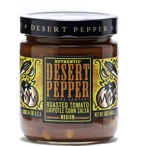Desert Pepper Roasted Tomato Chipotle & Corn Salsa - Medium, 16 Oz (Pack of 6)