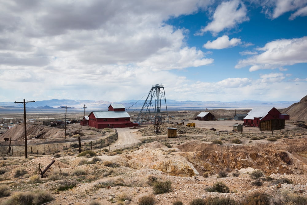 Desert Queen hoist house and mine Tonopah Historic Mining Park Tonopah Great Basin Nevada USA Canvas Art - Panoramic Images (27 x 9)