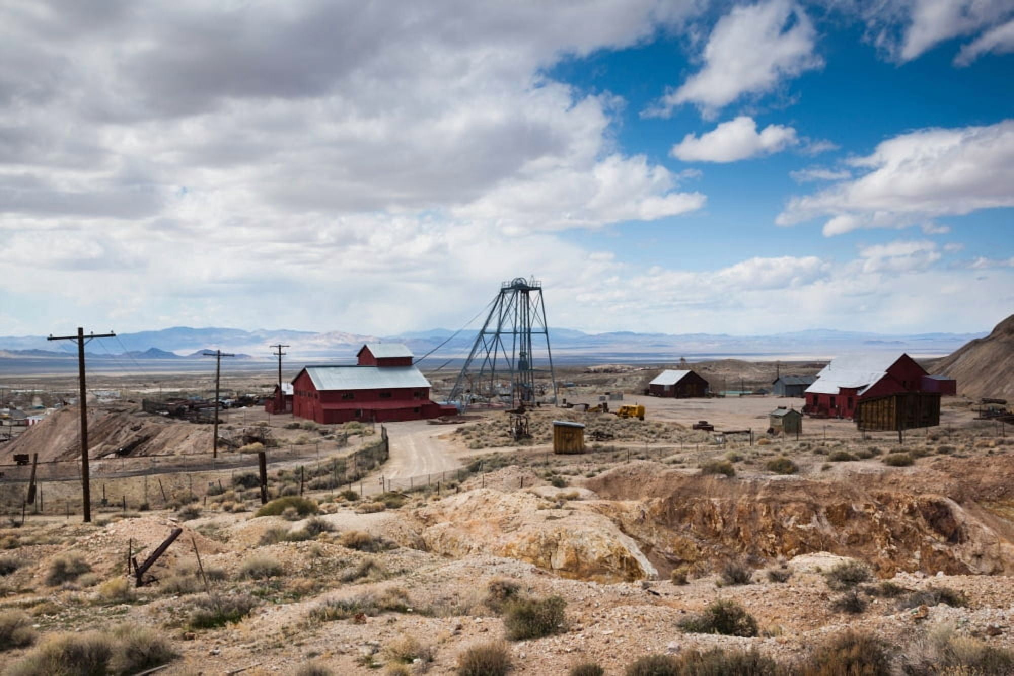 Desert Queen hoist house and mine Tonopah Historic Mining Park Tonopah Great Basin Nevada USA Canvas Art - Panoramic Images (36 x 12)