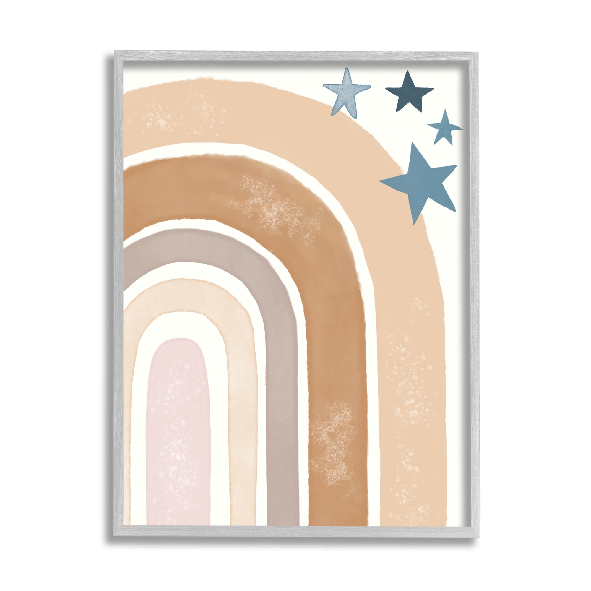 Desert Rainbow Brown Arches with Blue Stars 11 in x 14 in Framed Painting Art Print, by Stupell Home Décor