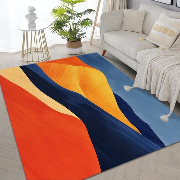 Desert River Area Rugs, Colorful Simple Style Desert River Carpet, Washable Non Slip Low Pile Soft Rug for Living Room Bedroom Entryway Decor Mat 2x3ft
