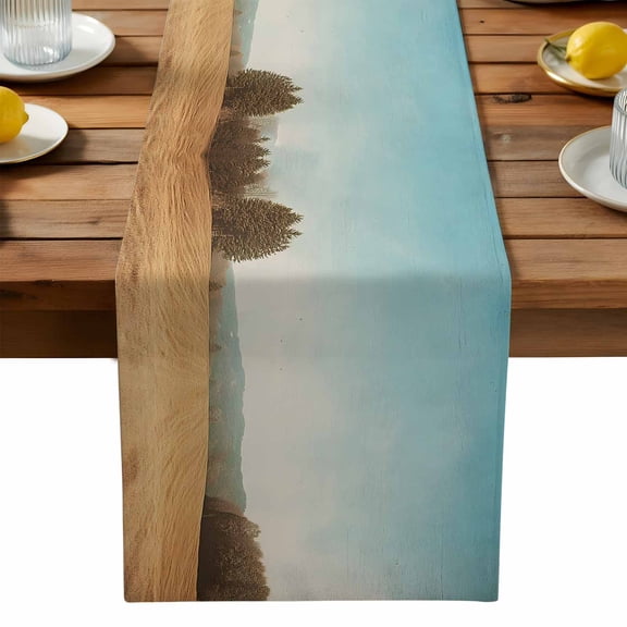 Desert Road Table Runner, Peaks Scenery Kitchen Table Runners Dress Scarves for Table Decorations Party/Restaurant/Indoor Outdoor Use, 13x36in