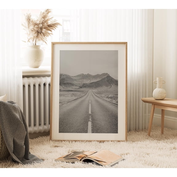 Desert Road Wall Art, , Black & White Photography, Wall Art, Travel Poster, Open Road Art Print, Neutral Landscape Art, S173 UNFRAMED Poster, Wall Art for Decor, Present, 24x36