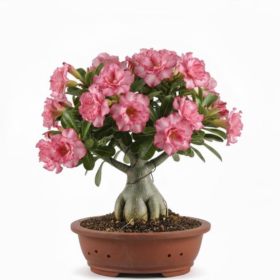 Desert Rose Plant Live, Adenium Bushes Well Rooted, Adenium Obesum Flowers Plant for Indoor Outdoor Garden, Flowering Succulent, 4-6 Inches Tall, No Pot (Red Desert Rose) (Pink Desert Rose)
