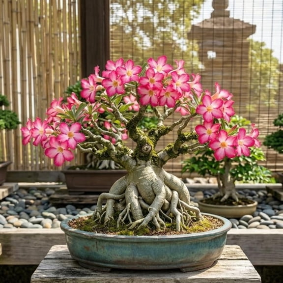 Desert Rose Plant Live Succulent, Adenium Desert Rose Plant Live, 4-6'' Tall, Vibrant Bonsai Tree, Live Indoor Houseplants, Desert Rose Plants Live for Outdoor Planting (Pink Desert Rose)