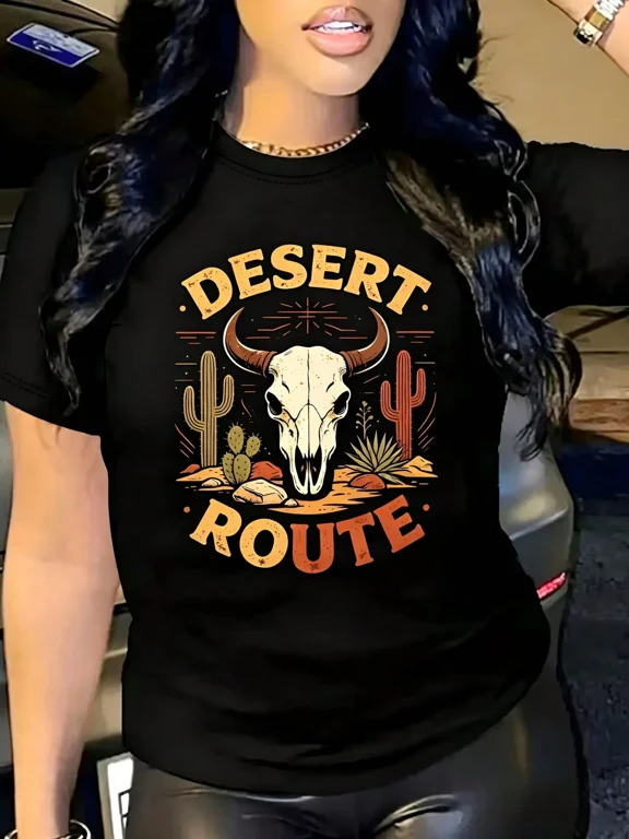 Desert Route Vintage Graphic Tee Shirt Cotton Men's Women's Tee Shirt