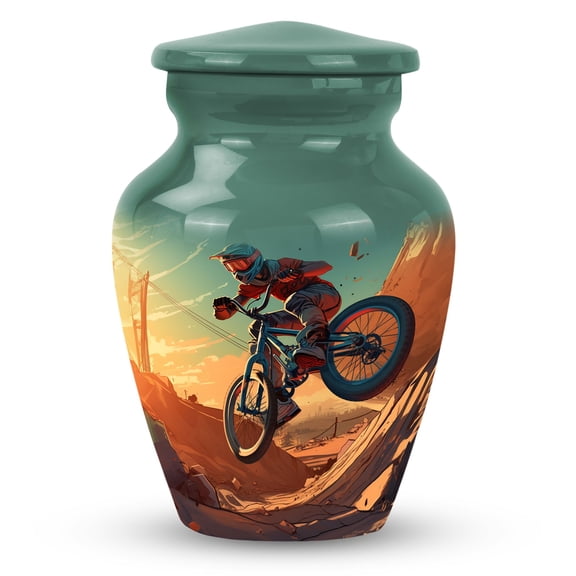 Desert Rush: Mountain Biking On Mars, Small Keepsake Urns, Cremation Keepsake Urns, Urn Keepsakes For Ashes, Decorative Funeral, Funeral Urns Small 3''