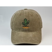 Desert Saguaro Cactus Embroidered Adult Washed Baseball Cap, Adjustable Soft Cotton Dad Hat for Outdoor Travel Casual Wear