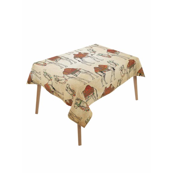 Desert Sand Camel Table Cloth, Waterproof Tablecloth for Rectangle Tables, Summer Tropical Animals Vintage Beige Reusable Washable Fabric Table Cover for Restaurant Kitchen Dining Tables 60"x102"